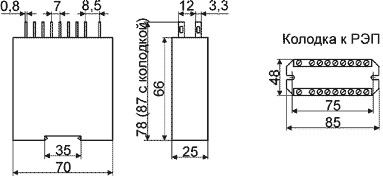 Габариты реле РЭП-20
