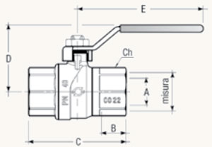 Чертеж шарового крана FUTURGAS BB F.I.V