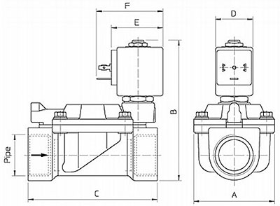 Рис.1. Чертеж клапана электромагнитного 21W5ZE350