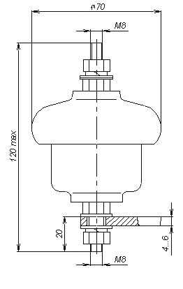 Размеры вентильных разрядников РВНЭ-0,5МН