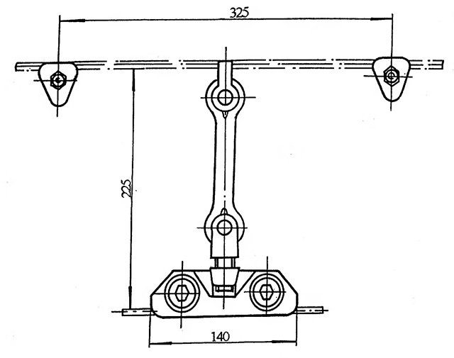 Размеры подвеса троллейбусного скользящего НЭ 301.00.00.00 