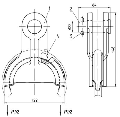 Размеры коуша вылочного КС-006, КС-007