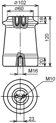 Размеры изоляторов ИО-10-7,5